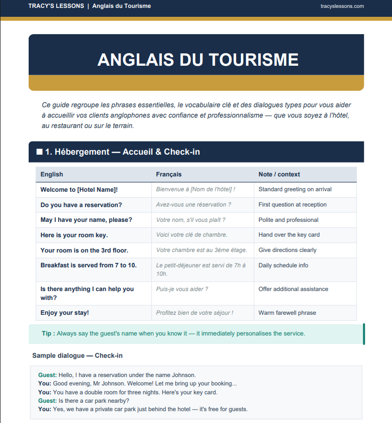 ANGLAIS DU TOURISME PDF GRATUIT
